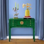 Console Table Dynasty Vintage Green Wooden Console Table