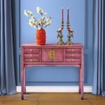 Console Table Dynasty Vintage Pink Wooden Console Table