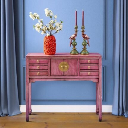 Console Table Dynasty Vintage Pink Wooden Console Table