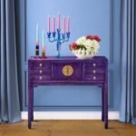 Console Table Dynasty Vintage Purple Wooden Console Table