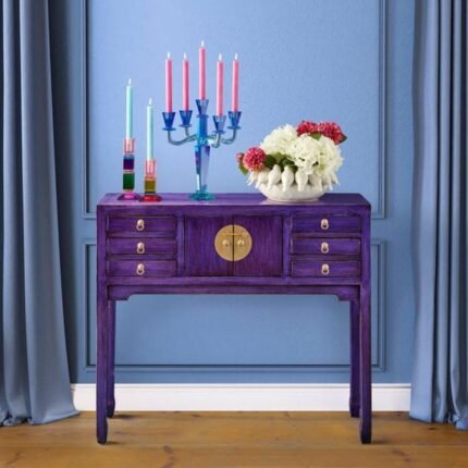 Console Table Dynasty Vintage Purple Wooden Console Table