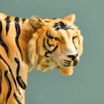 Candleholder Tiger Hand-Painted Animal Sculpture