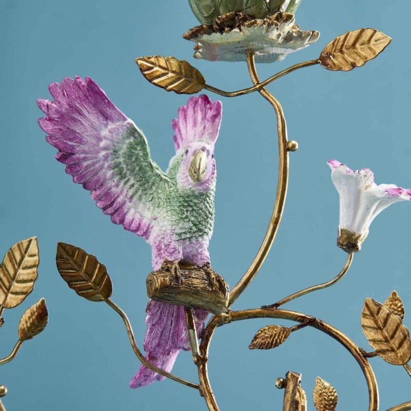 Candleholder Parrot Green-Gold Art Sculptures