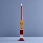 Candle Holder Fancy Crystal Glass Multicolor Art Sculptures