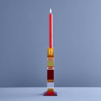 Candle Holder Fancy Crystal Glass Multicolor Art Sculptures