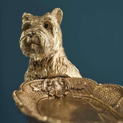 Card Holder Dogs Gold Animal Sculpture