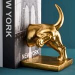 Set of 2 Dachshund Bookend Gold Animal Sculpture