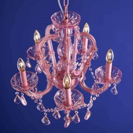 Glass Chandelier Aurora Pink Crystal Chandelier