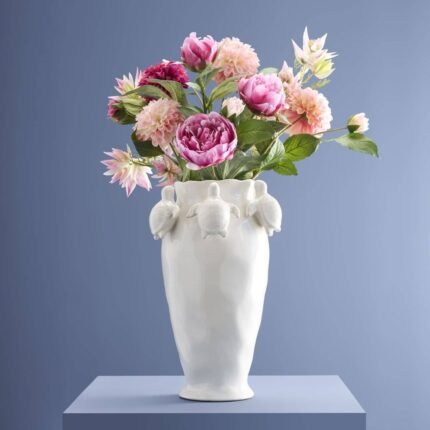 Vase with Turtles White Animal Sculpture