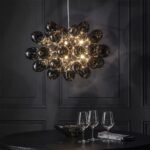 Pearl Black Glass Grape Crystal Chandelier Modern Ceiling Light