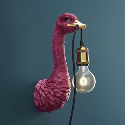 Ostrich Baby Franz Josef Wall Light Magenta Animal Sculpture