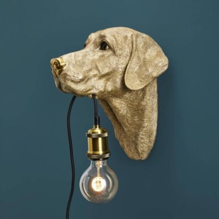 Wall Lamp Labrador Lucky Gold Animal Sculpture