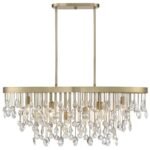 8 Light Noble Brass and Crystal Chandelier