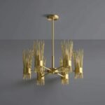 Mid Century Modern Brass Chandelier | Crystal Chandelier