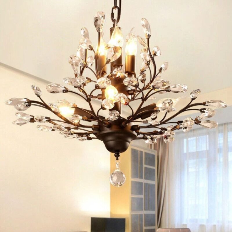 Vintage Black Crystal Tree Branch Chandelier | Crystal Chandelier