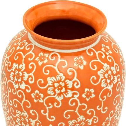 Orange Lidded Art Sculptures Vase