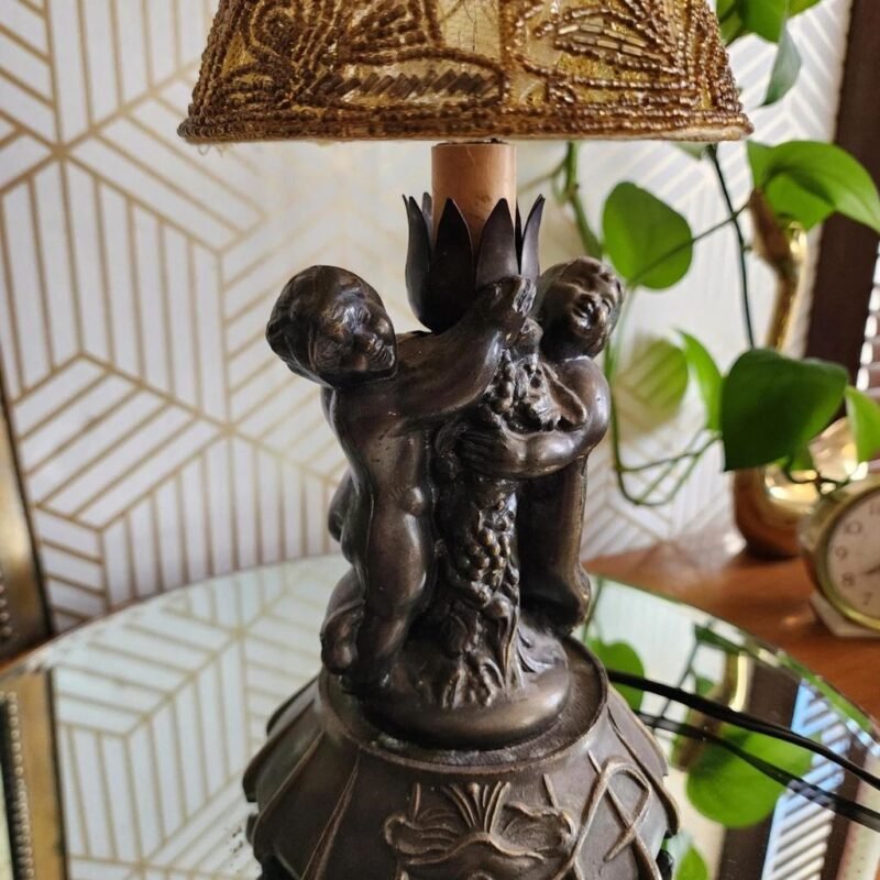 Double Cherub Accent Sculptural Table Lamp
