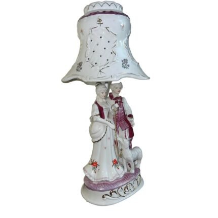 Victorian Porcelain White Pink Sculptural Table Lamp