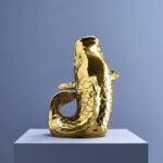 Animal Sculpture Vase Fish Glossy Gold