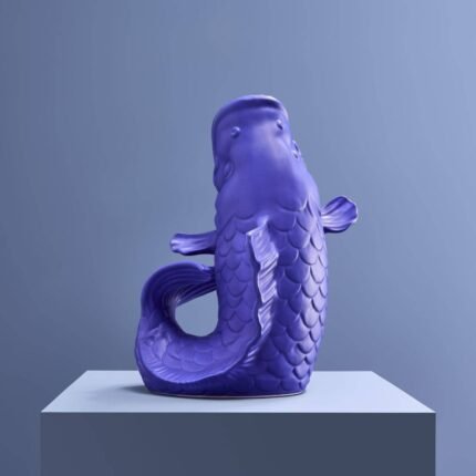 Animal Sculpture Vase Fish Matte Blue
