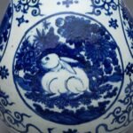 Vase with Rabbits Blue | Art Sculptures