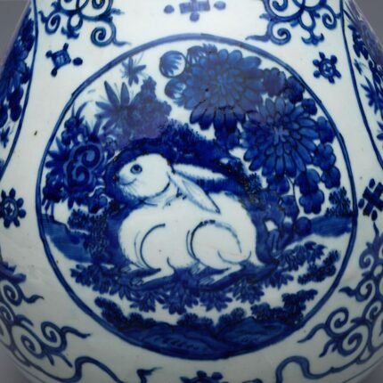 Vase with Rabbits Blue | Art Sculptures