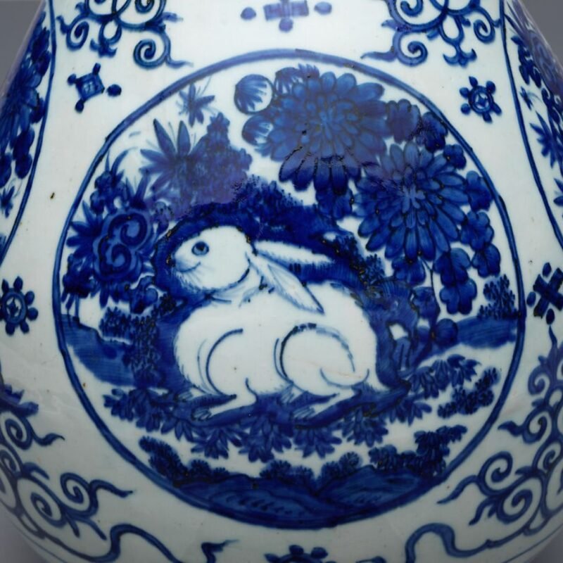 Vase with Rabbits Blue | Art Sculptures