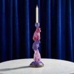 Colorful Sheep Candle Holder Purple-Magenta Art Sculptures