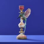 Hummingbird Candlestick Multicolored Bird Sculpture