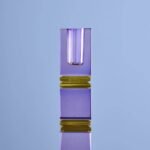 Candle Holder Fancy Crystal Glass Purple Art Sculptures