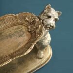 Card Holder Dogs Gold Animal Sculpture