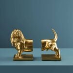 Set of 2 Dachshund Bookend Gold Animal Sculpture