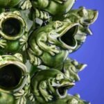 Frogs Vase Green Animal Sculpture