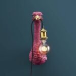 Ostrich Baby Franz Josef Wall Light Magenta Animal Sculpture