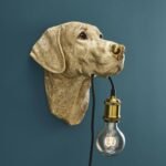 Wall Lamp Labrador Lucky Gold Animal Sculpture