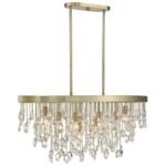 8 Light Noble Brass and Crystal Chandelier
