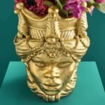 Sicilian Flower Pot Agostina Gold Animal Sculptures
