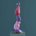 Colorful Sheep Candle Holder Purple-Magenta Art Sculptures