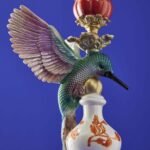 Hummingbird Candlestick Multicolored Bird Sculpture