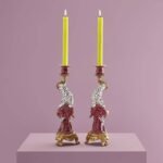 Set of 2 Candleholders Leopard Animal Sculpture