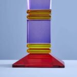 Candle Holder Fancy Crystal Glass Purple Art Sculptures