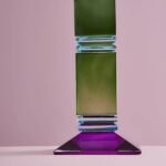 Candle Holder Fancy Crystal Glass Green Art Sculptures