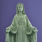 Decorative Madonna Figure Virgin Mary Green Art Sculptures