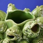 Frogs Vase Green Animal Sculpture