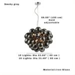 Pearl Black Glass Grape Crystal Chandelier Modern Ceiling Light