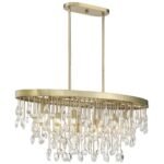 8 Light Noble Brass and Crystal Chandelier