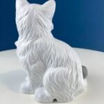 Vintage Porcelain Cat Sculptural Table Lamp