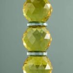 Candle Holder Fancy Crystal Yellow Round Glass