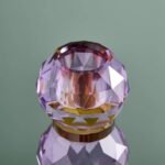 Candle Holder Fancy Crystal Magenta Round Glass