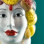 Sicilian Female Bust Decorative Vase Isabetta Colourful Hand-Painted Art Sculptures